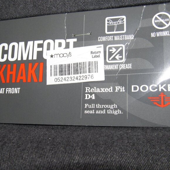 NWT DOCKERS Relaxed Fit Flat Front Comfort Khaki Gray Pants Size W42 - Picture 8 of 8